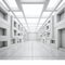 Futuristic White Hallway With Imposing Monumentality And Expansive Spaces