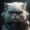 Futuristic of white persian cat with costumes using modern technology. Cat, Pets
