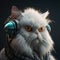 Futuristic of white persian cat with costumes using modern technology. Cat, Pets
