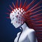 Futuristic Woman: 3d Printed Symbolism In Red And White