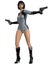 Futuristic woman with guns, 3d rendering