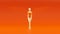 Futuristic Woman in Small Orange Swimsuit and Wings Made From Spheres Standing White an Orange