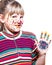 Fuuny little girl - colored hands and face