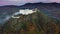 Fuzer, Hungary - 4K drone flying towards and above the Castle of Fuzer at the Zemplen Mountains on a cloudy autumn morning