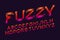 Fuzzy alphabet. Pink red orange gradient font. Isolated english alphabet