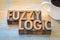 Fuzzy logic word abstract in wood type