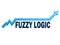 Fuzzy logic word with blue grow arrow