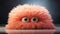 A fuzzy orange creature with big eyes and a mouth, AI