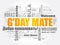 G\\\'day Mate (Welcome in Australian) word cloud concept