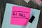 G.I Bill write on sticky notes isolated on Wooden Table