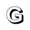 G letter hand-drawn symbol. Vector illustration of a big English letter G. Hand-drawn black and white Roman alphabet letter G