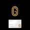 G letter. The initial of gold letter G in the oval. Classic style.