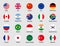 G20 country flags. G20 round icons. China, korea, brazil, mexico, usa, japan, indonesia, canada, france, argentina, saudi arabia,