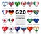 G20 . Group of Twenty countries and membership flag . International association of government econimic and financial . Heart