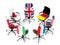 G7 country flags on office chairs