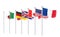 G7 flags Silk waving flags of countries of Group of Seven Canada, Germany, Italy, France, Japan, USA states, United Kingdom 2019.