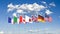 G7 flags . Silk waving flags of countries of Group of Seven :  Germany, Canada, USA , Italy, France, Japan, UK in 2020. Online