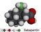 Gabapentin molecule. It is anticonvulsant medication, used to treat neuropathic pain and epilepsy. Molecular model. 3D rendering