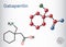 Gabapentin molecule. It is anticonvulsant medication, used to treat neuropathic pain and epilepsy. Structural chemical formula,