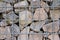 Gabion wall filled with broken limestone