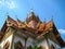 The gable above the church door. The temple in Chiang Mai, Thailand.