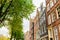 Gable front of typical old buildings in Amsterdam, Netherlands