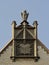 Gable of the people\\\'s house with the city\\\'s coat of arms and an owl.