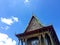 Gabled roof temple and blue sky