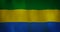 Gabon flag fabric texture waving in the wind.