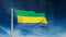 Gabon flag slider style. Waving in the wind with