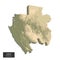 Gabon map - 3D digital high-altitude topographic map. 3D vector illustration. Colored relief  rugged terrain. Cartography and