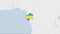 Gabon map highlighted in Gabon flag colors and pin of country capital Libreville