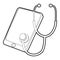 Gadget in diagnostic process icon, outline style