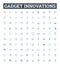 Gadget innovations vector line icons set. Tech, Gadgets, Innovation, Robotics, Smartphone, AI, Wearables illustration