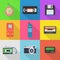 Gadgets 90`s vector icon set.