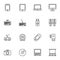 Gadgets, electronic devices line icons set