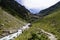 Gadmertal valley near Gadmen and Susten glacier and Trift glacier in Switzerland