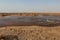 Gaet'ale Pond in Danakil depression, Ethiopia. Hypersaline lake with bubbling ga