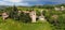 Gaianazzo church and bell tower shot with drone regional park natural reserve emilia romagna italy