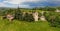 Gaianazzo church and bell tower shot with drone regional park natural reserve emilia romagna italy