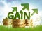 Gain and profitable gold coins symbol