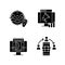 Gaining digital proficiency black glyph icons set on white space