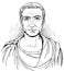 Gaius Julius Caesar portrait in line art illustration, vector