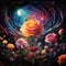 Galactic Garden: Surreal and Vibrant Art