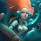 Galactic Mermaid, An Epic Adventure into the Stars, Illustration, generative ai