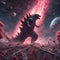 Galactic Serenade: AI-Rendered Rose and Godzilla in Space