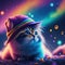 Galactic Whiskers: AI-Generated Kitten Portraits in a Rainbow Cloud