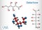 Galactose, D-galactose, milk sugar molecule. Linear form. Structural chemical formula and molecule model