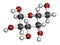 Galactose sugar molecule. Present in milk and dairy products. Atoms are represented as spheres with conventional color coding: