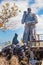 GALAPAGOS, ECUADOR, MARCH, 19 2018: Charles darwin statue in san Cristobal island Galapagos